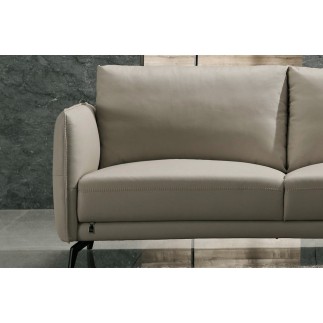 Canapé 2 places en cuir italien buffle ROMEO, gris clair
