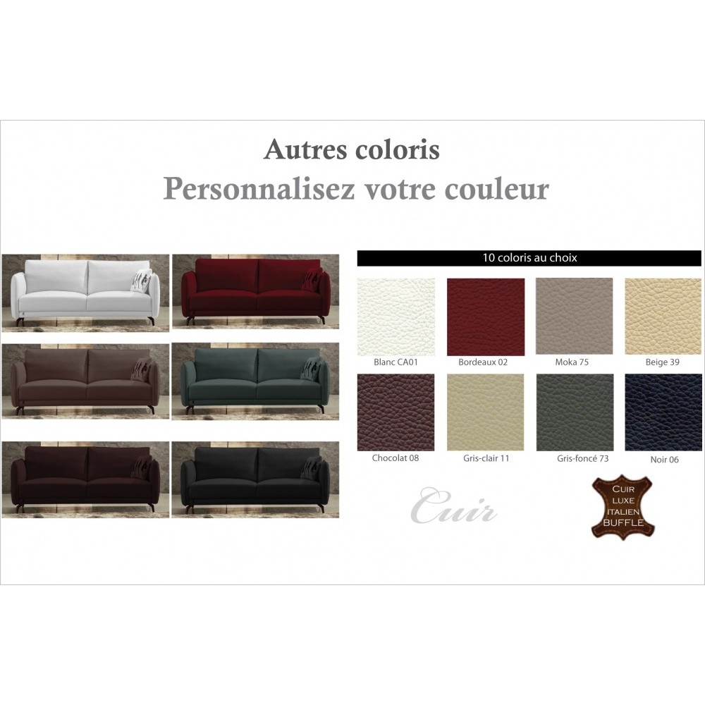 Canapé 3 places en cuir italien buffle ROMEO, couleur personnalisée Canapé 3 places en cuir italien buffle ROMEO, couleur personnalisée
