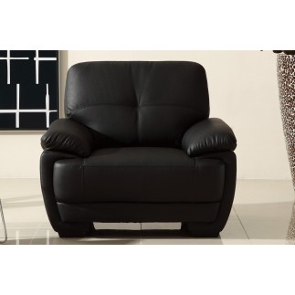Fauteuil 1place en cuir italien buffle LEANDRO, noir