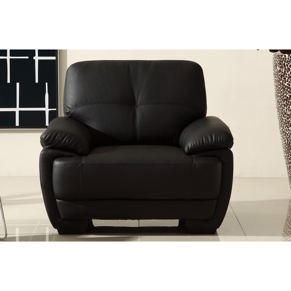 Fauteuil 1place en cuir italien buffle LEANDRO, noir Fauteuil 1place en cuir italien buffle LEANDRO, noir