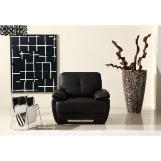 Fauteuil 1place en cuir italien buffle LEANDRO, noir