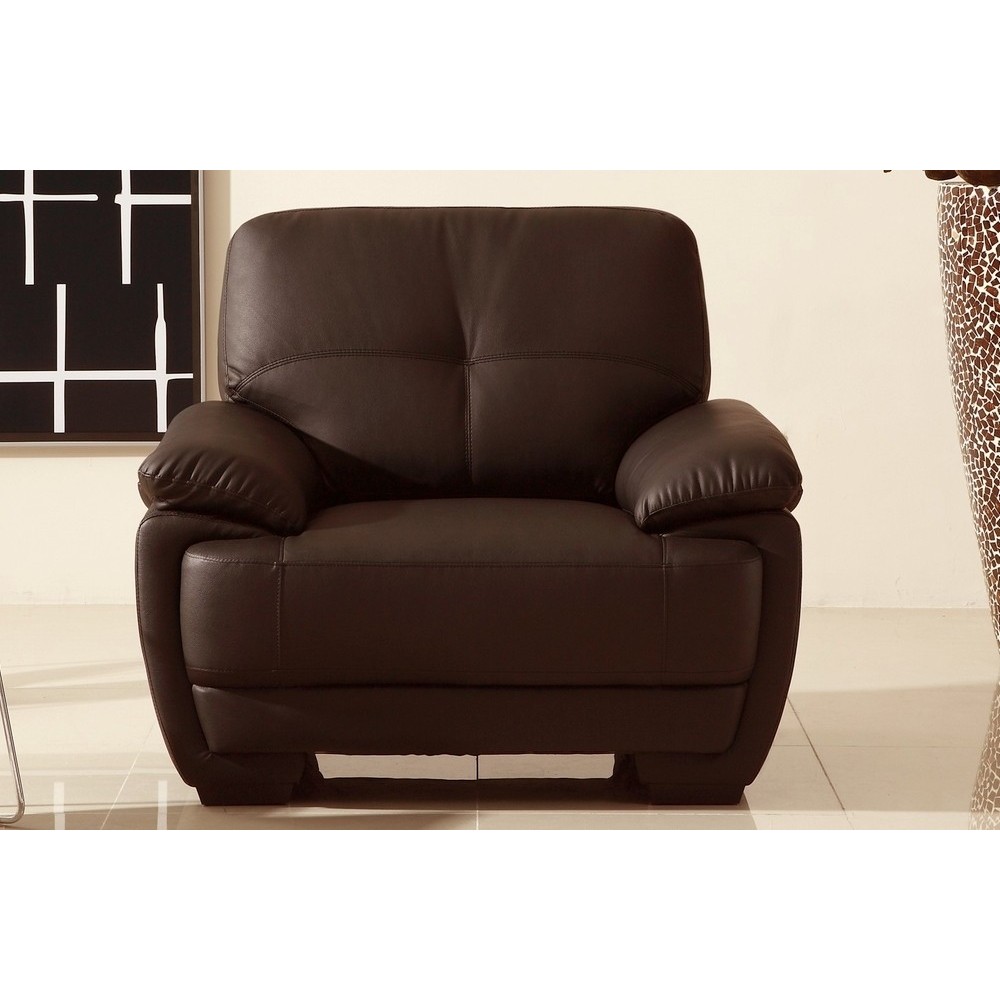 Fauteuil 1place en cuir italien buffle LEANDRO, chocolat Fauteuil 1place en cuir italien buffle LEANDRO, chocolat