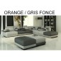 Canapé d'angle STANDING en cuir haut de gamme italien vachette Vénésetti. Cuir supérieur luxe Orange N°767 et Gris foncé N°628.