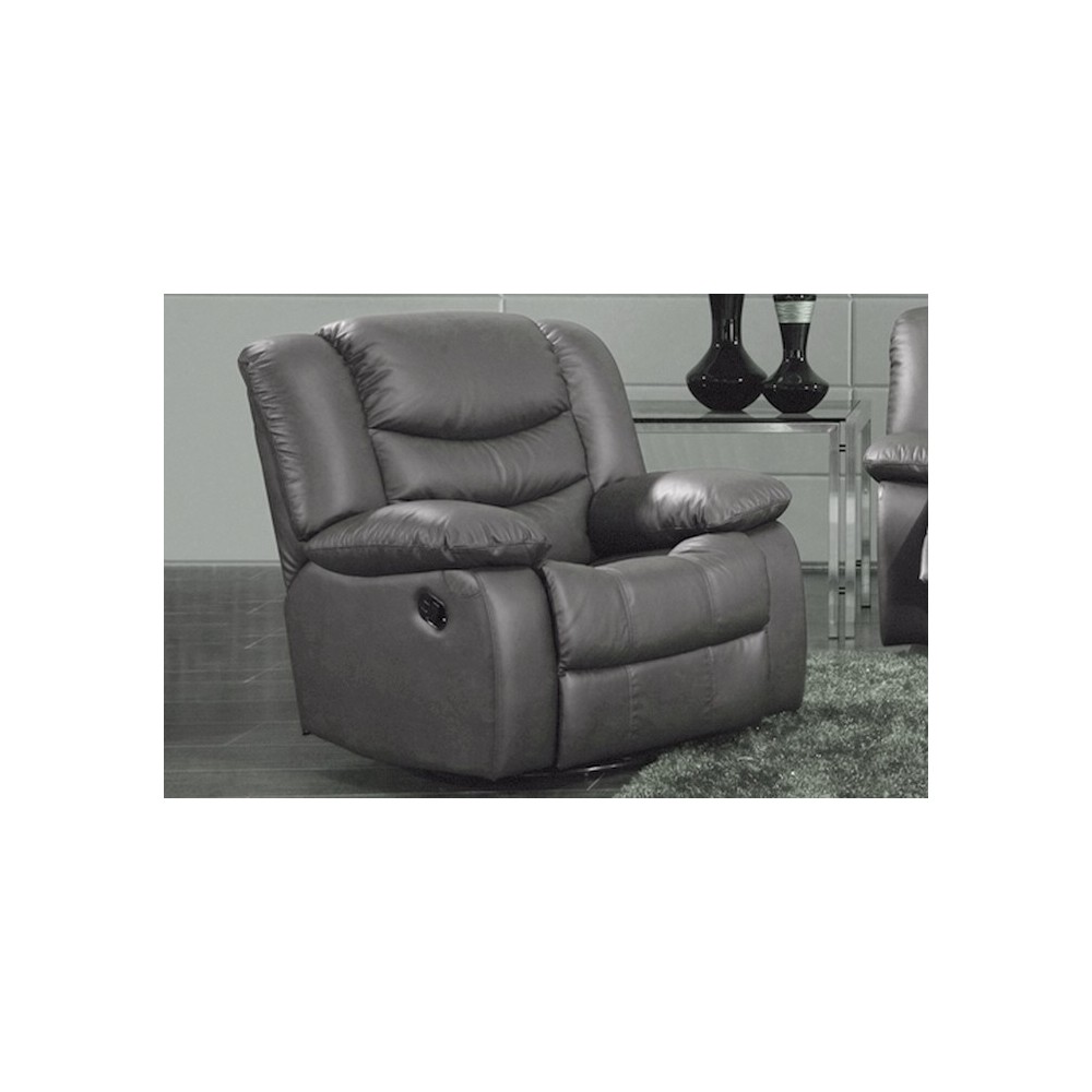 Fauteuil 1 place relaxation en cuir italien RELAXIS, gris foncé Fauteuil 1 place relaxation en cuir italien RELAXIS, gris foncé