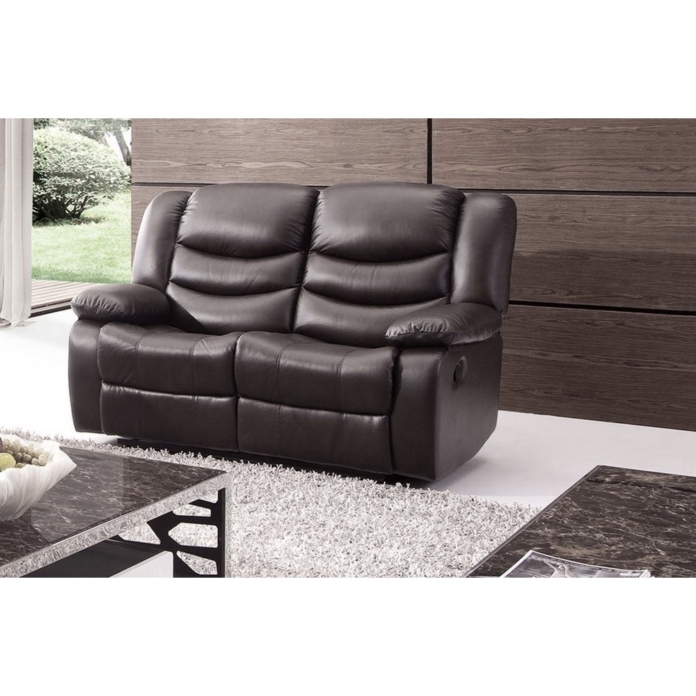 Canapé 2 places relaxation en cuir italien RELAXIS, effet balancier pour le 2 placesnoir Canapé 2 places relaxation en cuir italien RELAXIS, effet balancier pour le 2 placesnoir