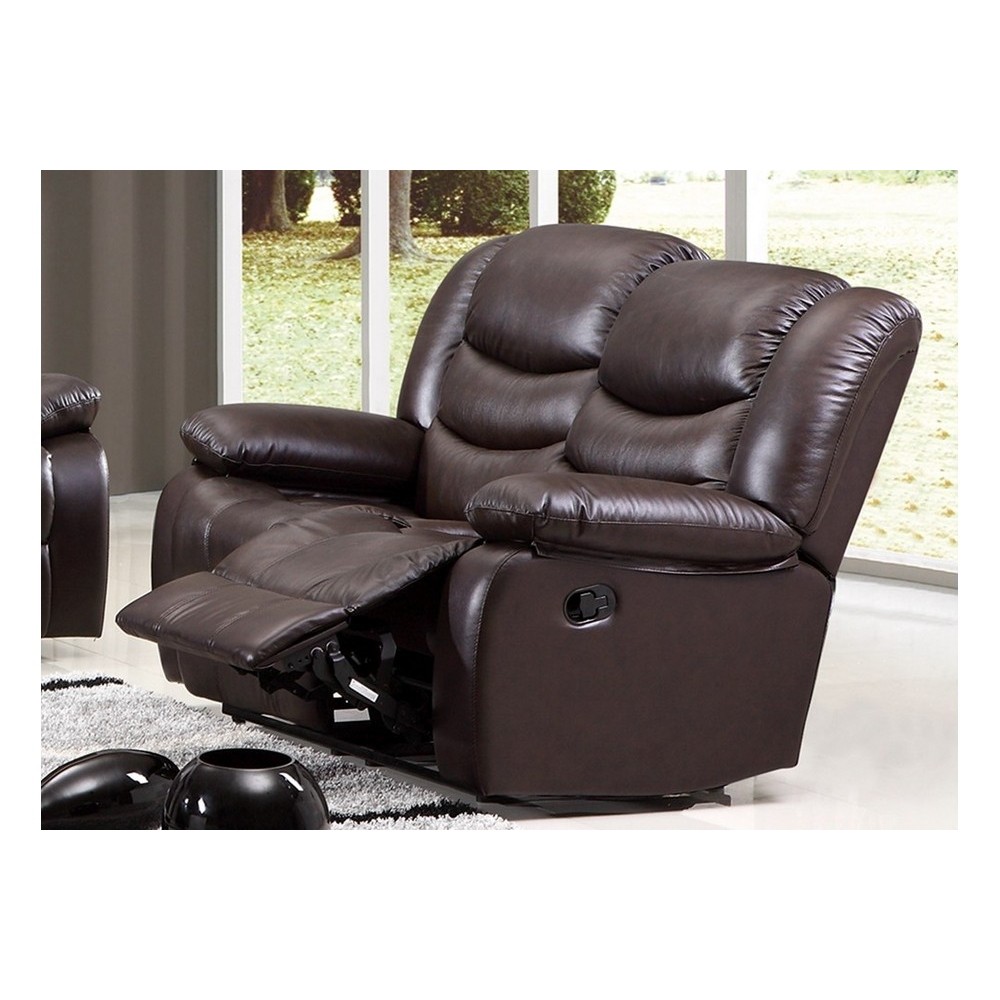 Canapé 2 places relaxation en cuir italien RELAXIS, effet balancier pour le 2 places, chocolat Canapé 2 places relaxation en cuir italien RELAXIS, effet balancier pour le 2 places, chocolat