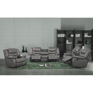 Canapé 3 places relaxation en cuir italien RELAXIS, gris foncé
