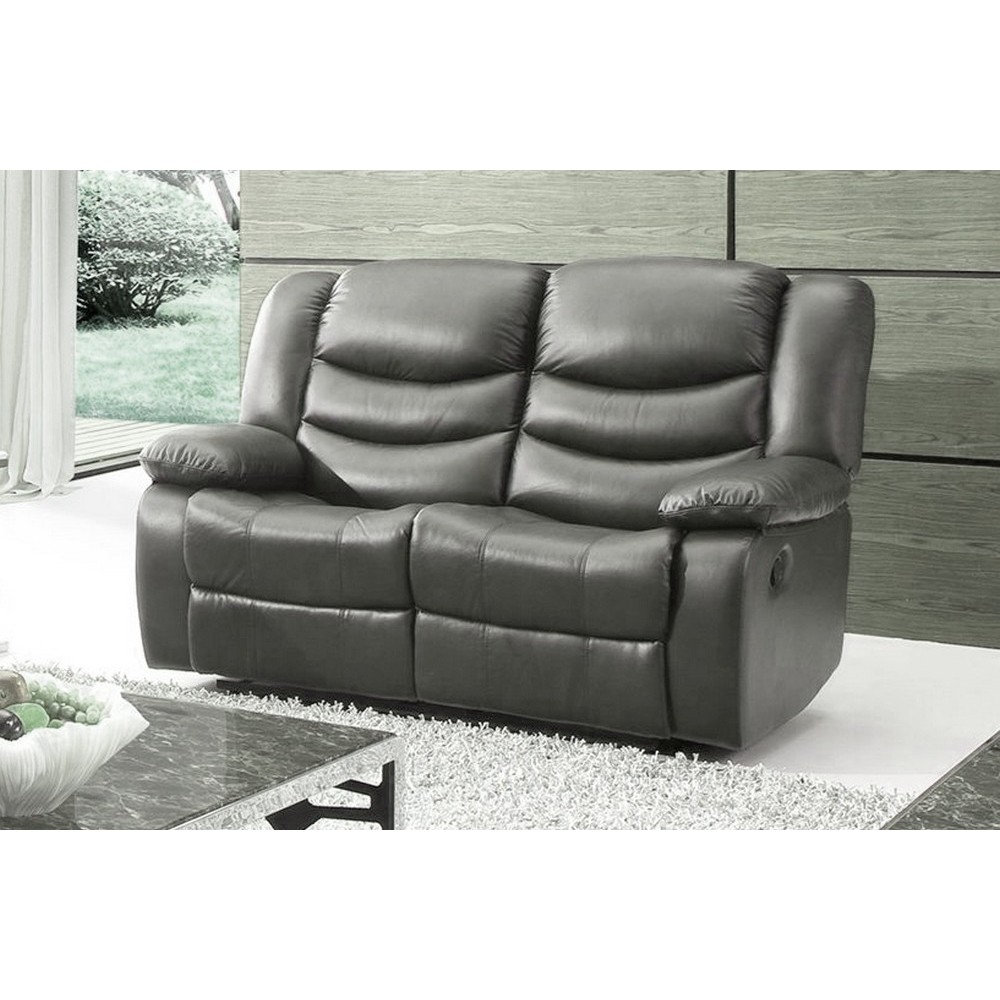 Canapé 2 places relaxation en cuir italien RELAXIS, effet balancier pour le 2 places, gris foncé Canapé 2 places relaxation en cuir italien RELAXIS, effet balancier pour le 2 places, gris foncé