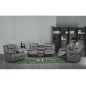 Canapé 2 places relaxation en cuir italien RELAXIS, effet balancier pour le 2 places, gris foncé Canapé 2 places relaxation en cuir italien RELAXIS, effet balancier pour le 2 places, gris foncé