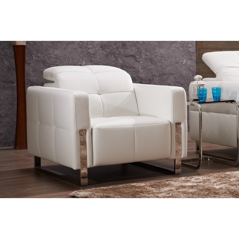 Fauteuil 1 place en cuir italien buffle VALORIA, blanc Fauteuil 1 place en cuir italien buffle VALORIA, blanc