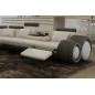 Canapé d'angle en cuir italien 7 places EXCELIA, gris clair et gris foncé. 2 POUFS OFFERTS. Angle gauche.