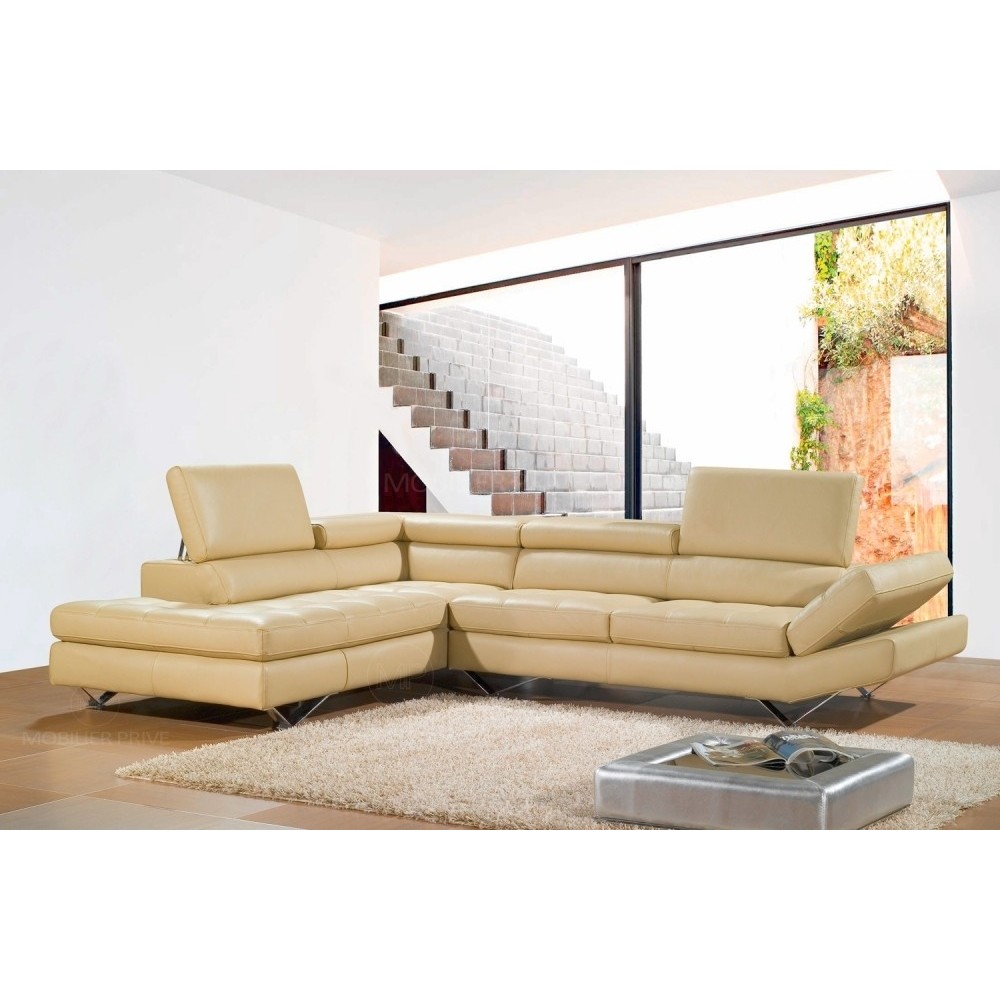 Canapé d'angle en cuir italien 5/6 places LIDO, beige, angle gauche Canapé d'angle en cuir italien 5/6 places LIDO, beige, angle gauche