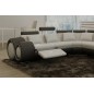 Canapé d'angle en cuir italien 7 places EXCELIA, gris clair et gris foncé. 2 POUFS OFFERTS. Angle gauche.