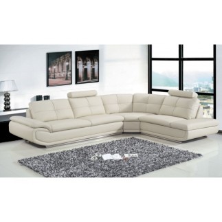 Canapé d'angle BELLALIGNA personnalisé pour Mme LECLERCQ EVELYNE en 100% tout cuir buffle italien de luxe 6/7 places , BEIGE 39