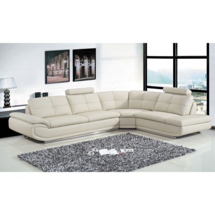 Canapé d'angle BELLALIGNA personnalisé pour Mme LECLERCQ EVELYNE en 100% tout cuir buffle italien de luxe 6/7 places , BEIGE 39