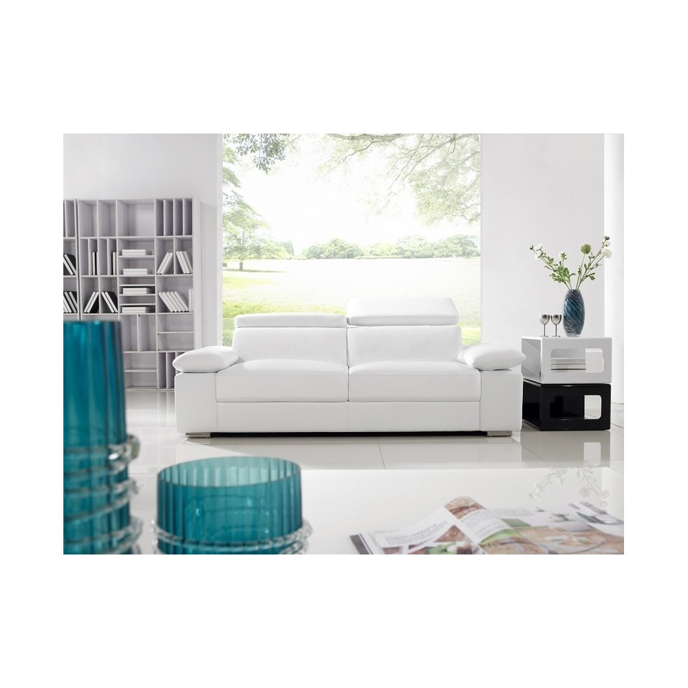 Canapé 2 places relaxation en cuir italien RELAXATION, gris claire