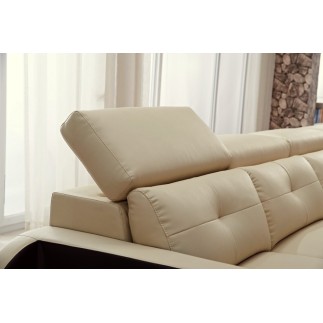 Canapé d'angle cuir buffle italien 7/8 places , BELLISSIMO, beige et chocolat, angle droit