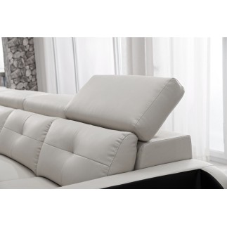 - Canapé d'angle cuir buffle italien 7/8 places, BELLISSIMO, blanc et noir, angle gauche