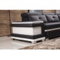 - Canapé d'angle cuir buffle italien 7/8 places, BELLISSIMO, noir et blanc, angle gauche