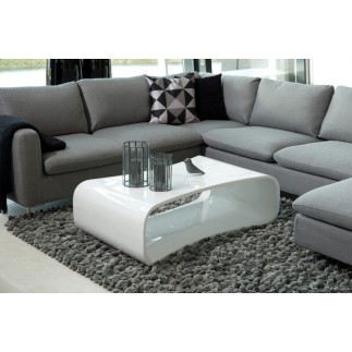 Table basse design en fibre de verre laqué brillant blanc, HYRRO