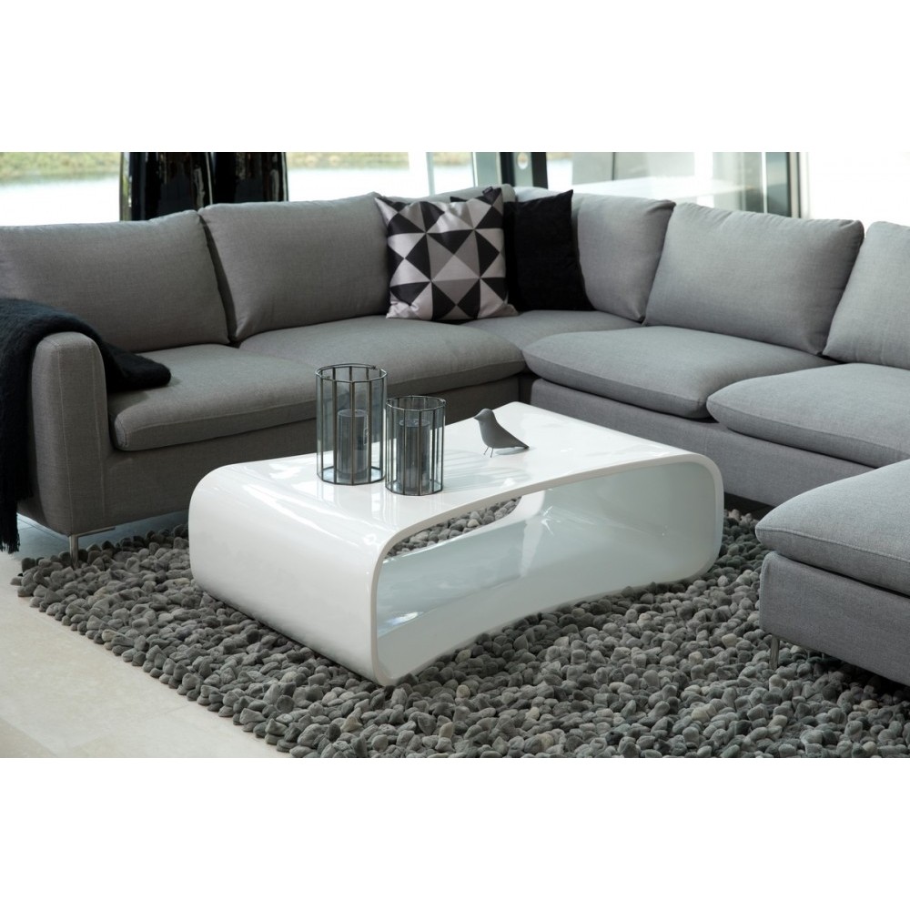 Table basse design en fibre de verre laqué brillant blanc, HYRRO Table basse design en fibre de verre laqué brillant blanc, HYRRO