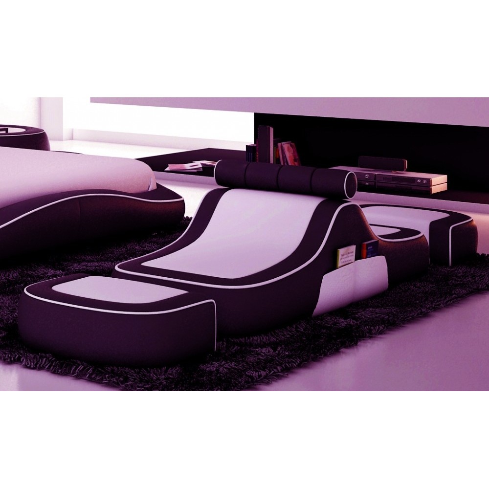 Chauffeuse luxens avec 2 poufs offerts Couleur de la partie Centrale Ecru n°435 & Couleur des contours Chocolat Foncé n°041-2