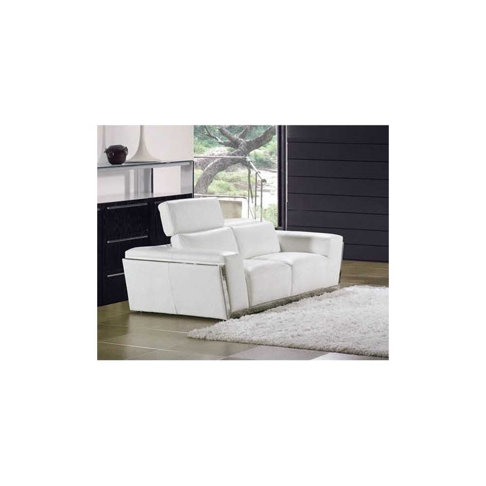 Canapé 3 places en cuir italien Prestige Luxe DIVIN, blanc