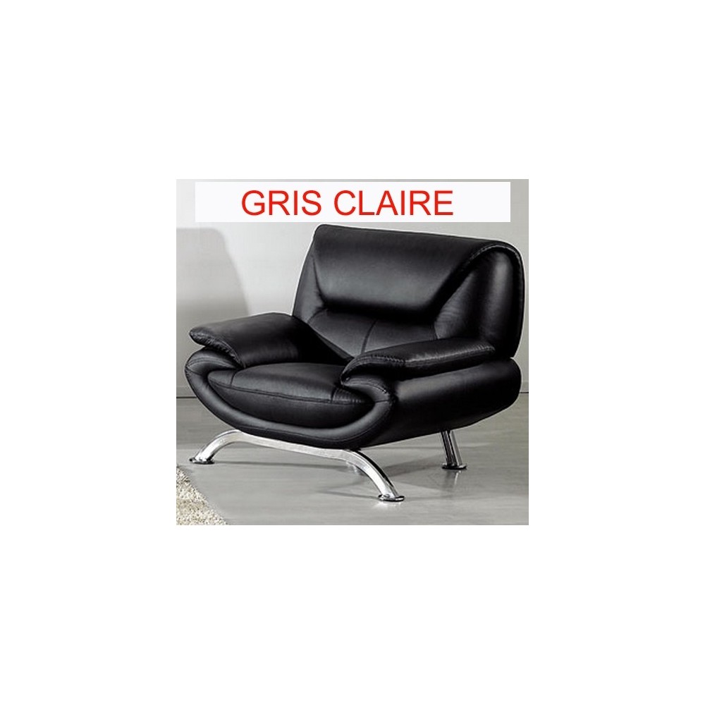 Fauteuil 1 place en cuir italien JONAH,Personnalisé TOUT CUIR PRESTIGE LUXE GRIS CLAIRE