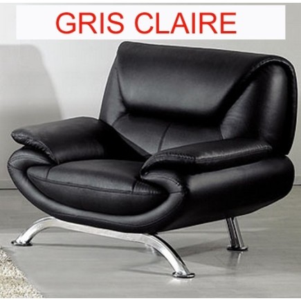 Fauteuil 1 place en cuir italien JONAH,Personnalisé TOUT CUIR PRESTIGE LUXE GRIS CLAIRE