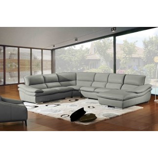 Canapé d'angle ELEGANCIA en cuir haut de gamme italien vachette Vénésetti. Cuir Prestige luxe. Gris clair 476 Idem photo. Méridi