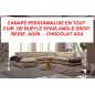Canapé d'angle tout cuir buffle épais italien 7/8 places , BELLISSIMO, beige AG09 et chocolat AG4, angle droit Fabrication perso
