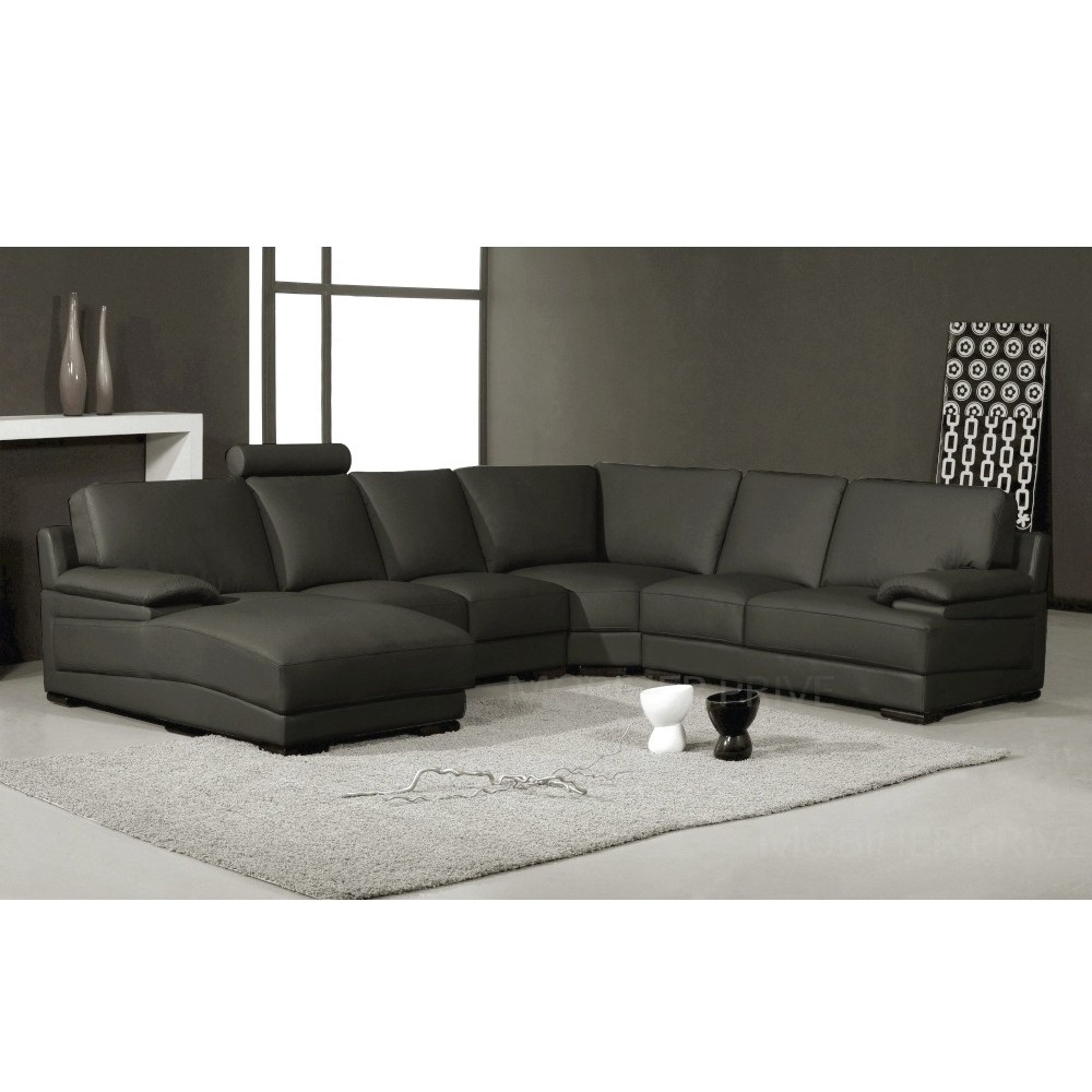 Fabrication personnalisée sur demande du client Canapé d'angle 6/7 places MISTER CUIR PRESTIGE LUXE italien , GRIS FONCE , ANGLE Fabrication personnalisée sur demande du client Canapé d'angle 6/7 places MISTER CUIR PRESTIGE LUXE italien , GRIS FONCE , ANGLE