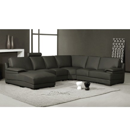 Fabrication personnalisée sur demande du client Canapé d'angle 6/7 places MISTER CUIR PRESTIGE LUXE italien , GRIS FONCE , ANGLE