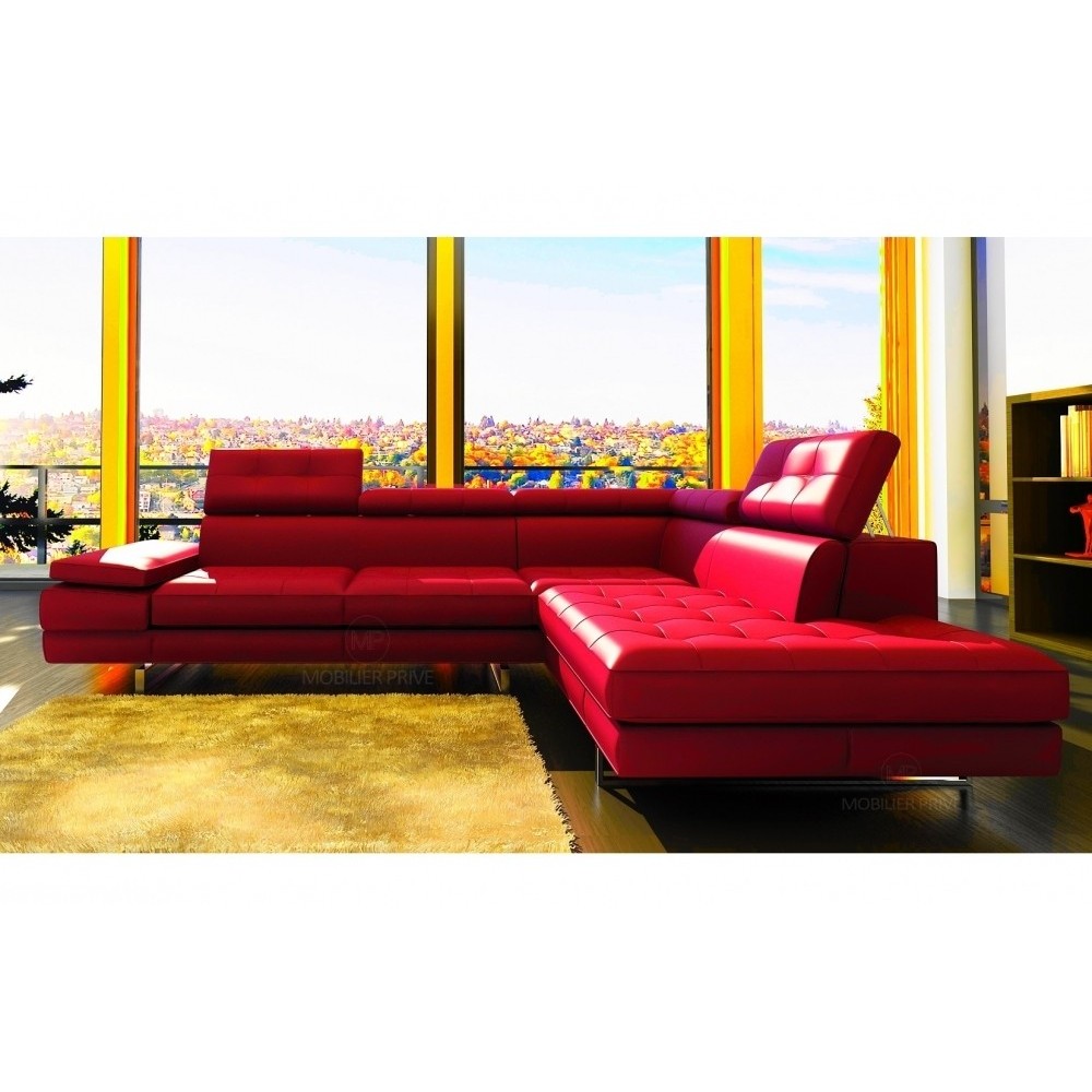 - Canapé d'angle en cuir italien 6 places MODA, rouge, angle droit - Canapé d'angle en cuir italien 6 places MODA, rouge, angle droit