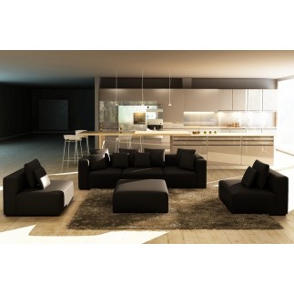 Ensemble canapé COMBINO en cuir haut de gamme italien Vénésetti. Cuir Prestige luxe Noir - . Vénésetti