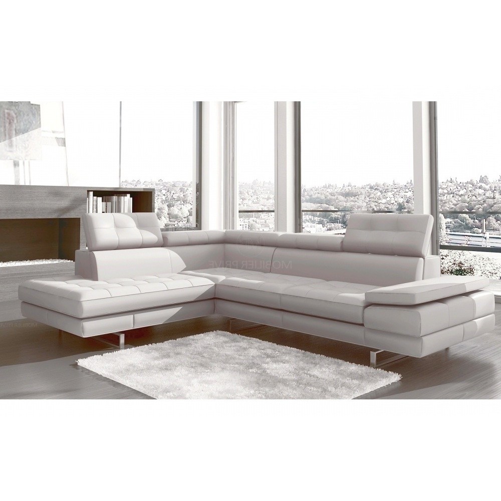 Canapé d'angle en cuir italien 6 places MODA, blanc, angle gauche Canapé d'angle en cuir italien 6 places MODA, blanc, angle gauche