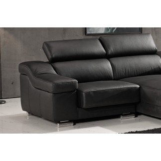 Canapé d'angle en cuir buffle italien de luxe ZENDO, noir, angle droit