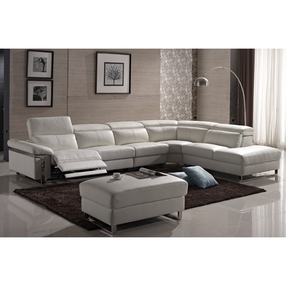 Canapé d'angle relax en cuir buffle italien, de luxe RELAXINO, blanc, angle droit, 7/8 places Canapé d'angle relax en cuir buffle italien, de luxe RELAXINO, blanc, angle droit, 7/8 places