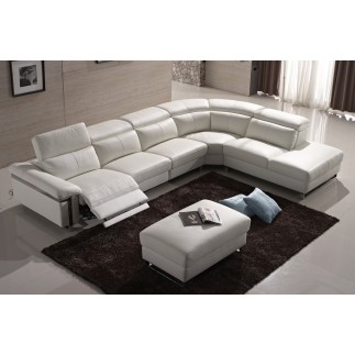 Canapé d'angle relax en cuir buffle italien, de luxe RELAXINO, blanc, angle droit, 7/8 places