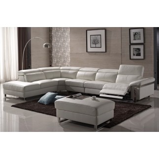 Canapé d'angle relax en cuir buffle italien de luxe RELAXINO, blanc, angle gauche, 7/8 places