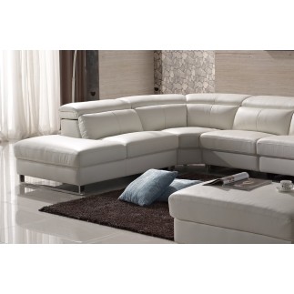 Canapé d'angle relax en cuir buffle italien de luxe RELAXINO, blanc, angle gauche
