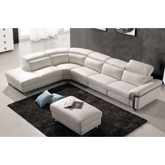 Canapé d'angle relax en cuir buffle italien de luxe RELAXINO, blanc, angle gauche