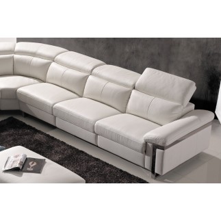 Canapé d'angle relax en cuir buffle italien de luxe RELAXINO, blanc, angle gauche