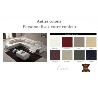 Canapé d'angle relax en cuir buffle italien de luxe RELAXINO, couleur personnalisée, angle gauche