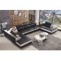 Canapé d'angle en cuir buffle italien de luxe 8/9 places GIANT, noir et blanc Canapé d'angle en cuir buffle italien de luxe 8/9 places GIANT, noir et blanc