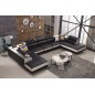 Canapé d'angle en cuir buffle italien de luxe 8/9 places GIANT, noir et blanc Canapé d'angle en cuir buffle italien de luxe 8/9 places GIANT, noir et blanc
