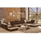 Canapé d'angle en cuir buffle italien de luxe 8/9 places GIANT, chocolat et beige Canapé d'angle en cuir buffle italien de luxe 8/9 places GIANT, chocolat et beige