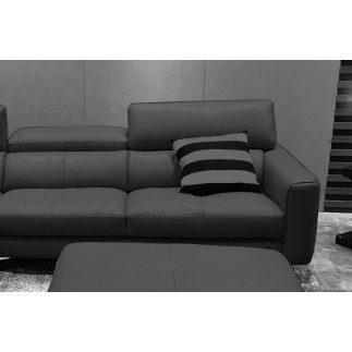 Canapé d'angle en cuir buffle italien de luxe 5 places ARMANO, gris foncé, angle gauche