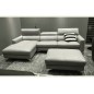 Canapé d'angle en cuir buffle italien de luxe 5 places ARMANO, gris clair, angle gauche Canapé d'angle en cuir buffle italien de luxe 5 places ARMANO, gris clair, angle gauche