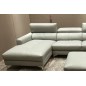 Canapé d'angle en cuir buffle italien de luxe 5 places ARMANO, gris clair, angle gauche Canapé d'angle en cuir buffle italien de luxe 5 places ARMANO, gris clair, angle gauche